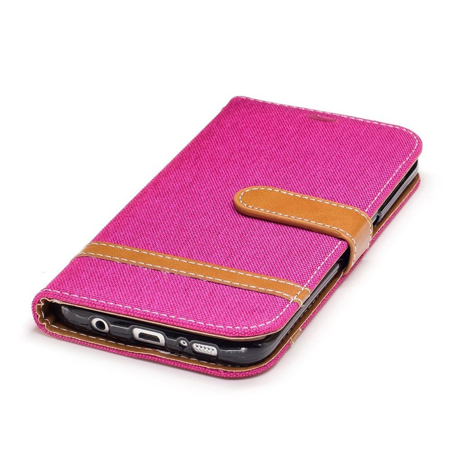 KÖNIG DESIGN S7 Bookcover, Rosa Galaxy Schutzhülle, Edge, Samsung