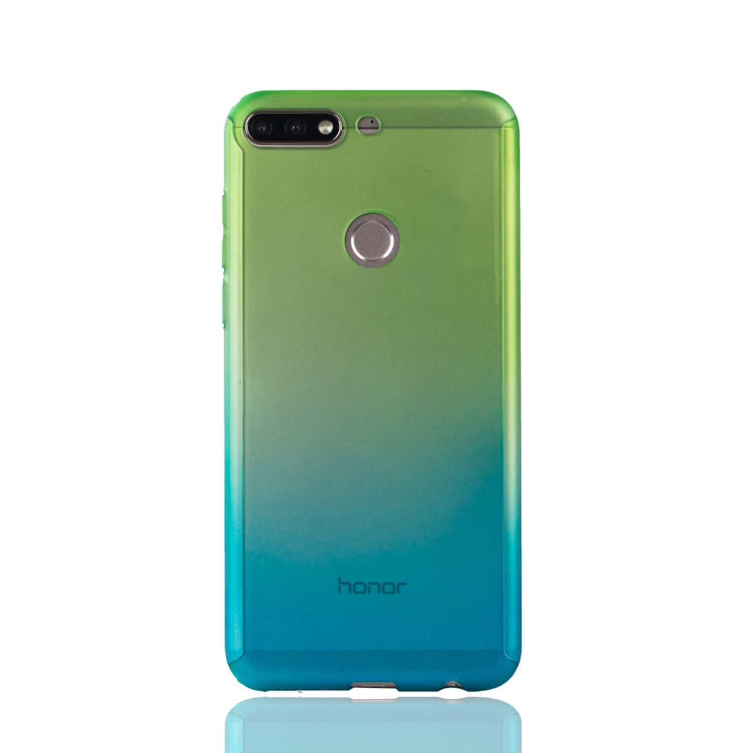 Grün-blauer Farbverlauf-Handycase, Honor-Marke, weißer Hintergrund.