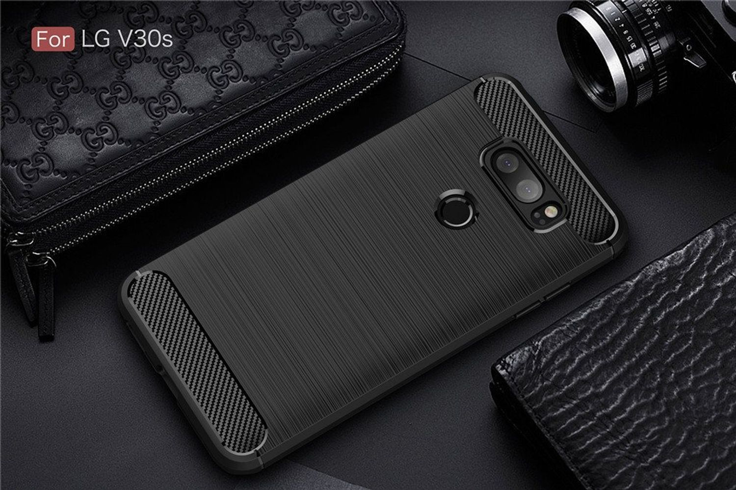 Schwarz Backcover, Schutzhülle, DESIGN KÖNIG LG, V30S,