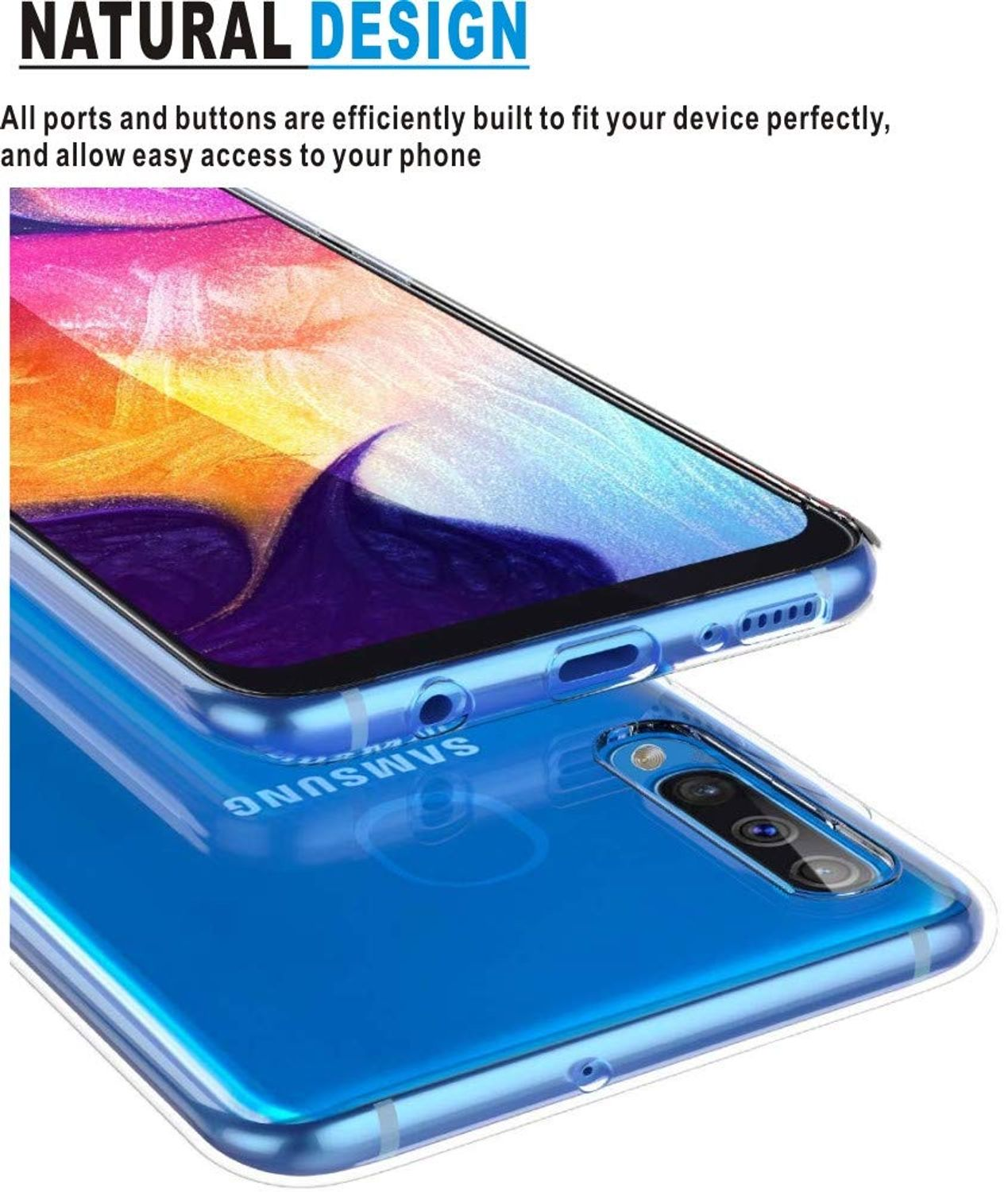KÖNIG DESIGN Handyhülle Ultra Dünn Bumper, Samsung, Transparent Galaxy Backcover, A50s