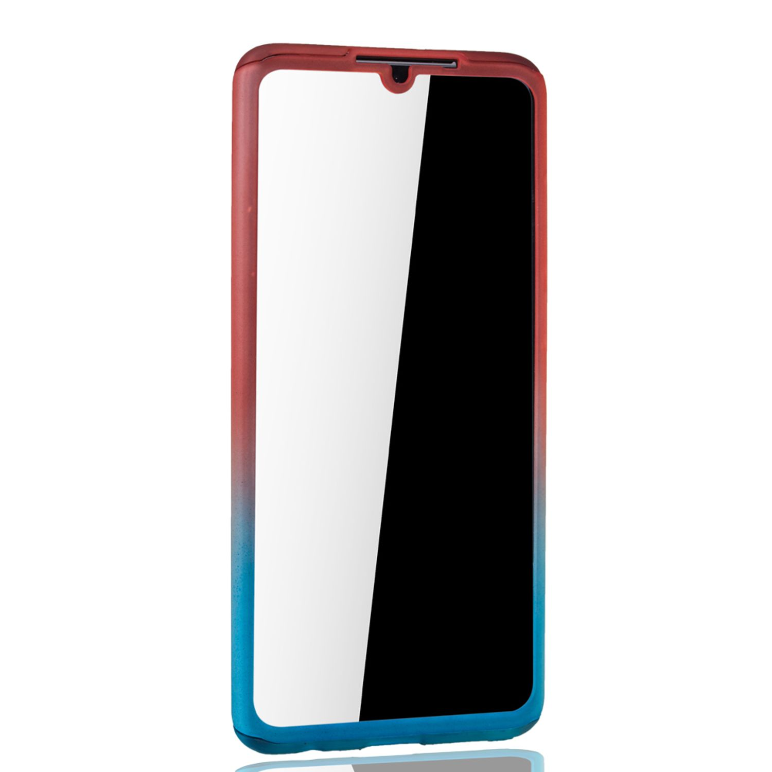 Telefon in einer Hülle mit rotem und blauem Farbverlauf.