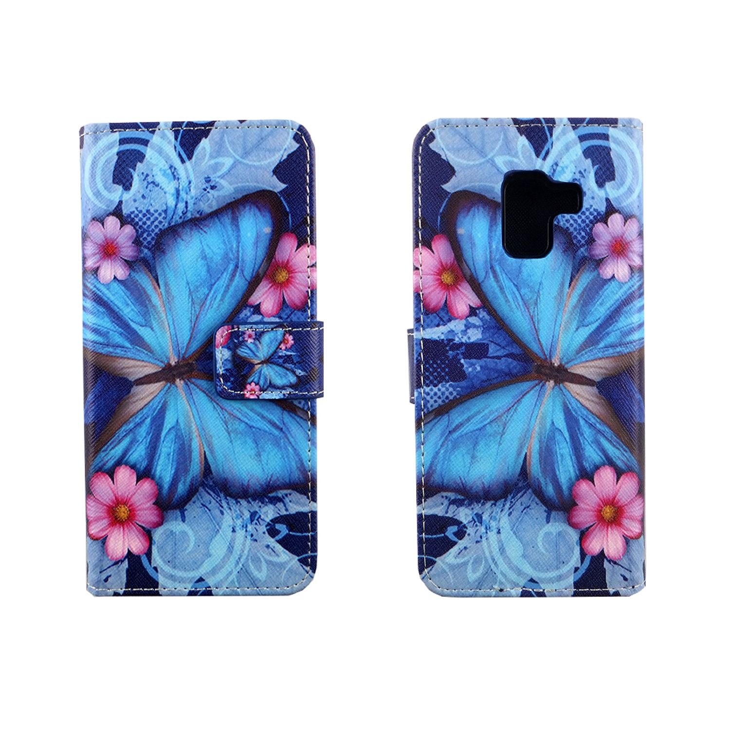 Handyhülle mit Schmetterlingsdesign. Das Telefon befindet sich in geschlossener Position.