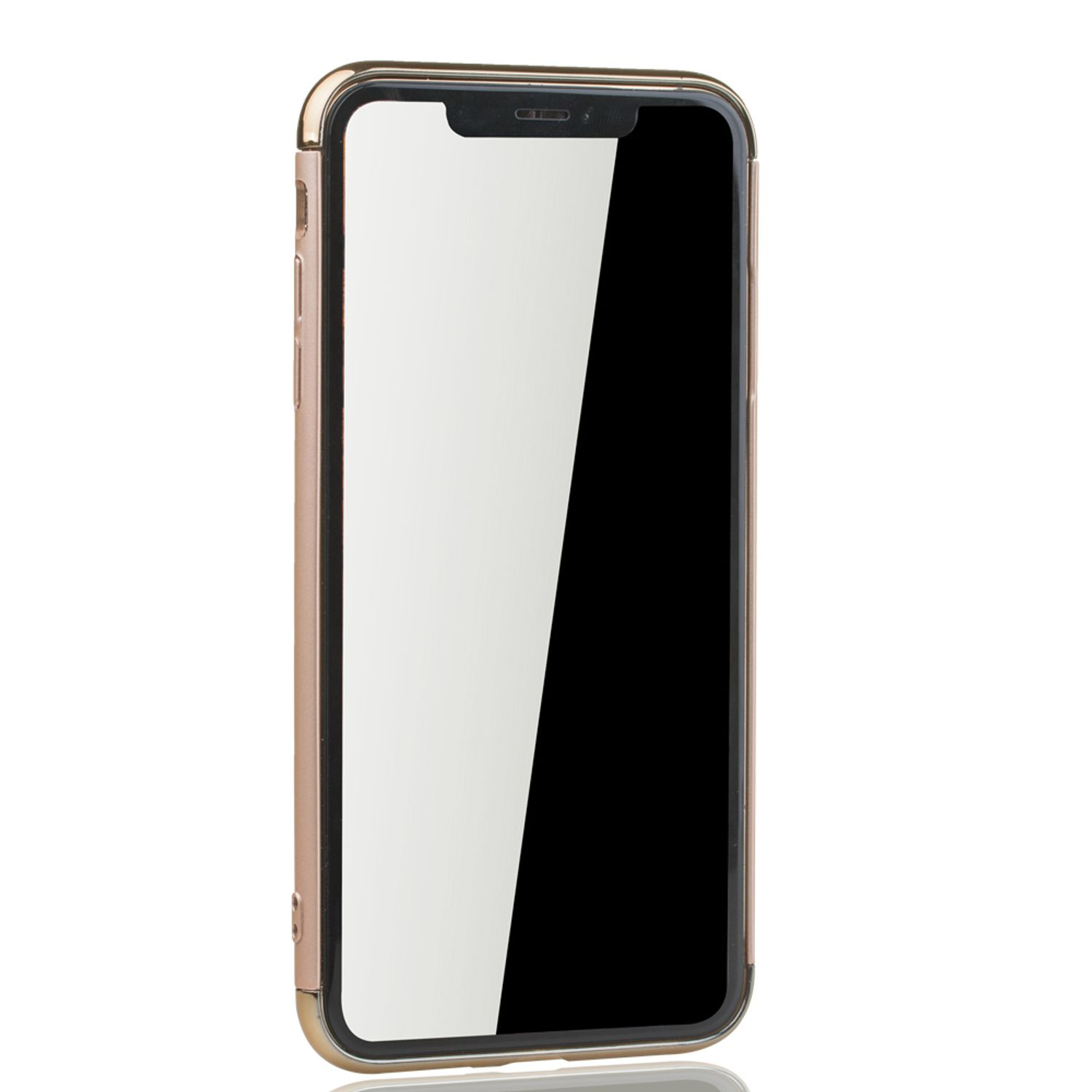 Ein goldenes Telefon mit Vollbildanzeige.