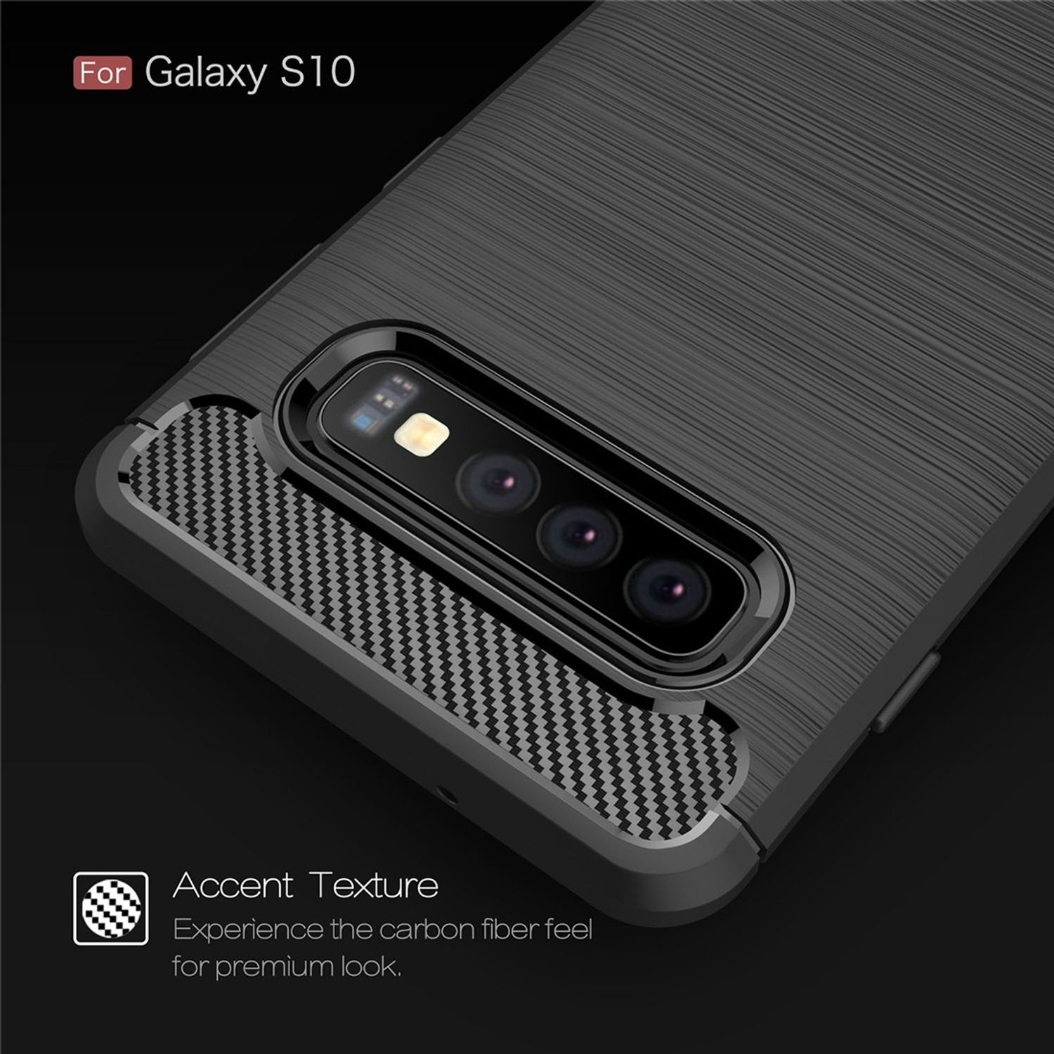 Handyhülle Optik, Carbon Grau KÖNIG Backcover, Samsung, DESIGN S10, Galaxy