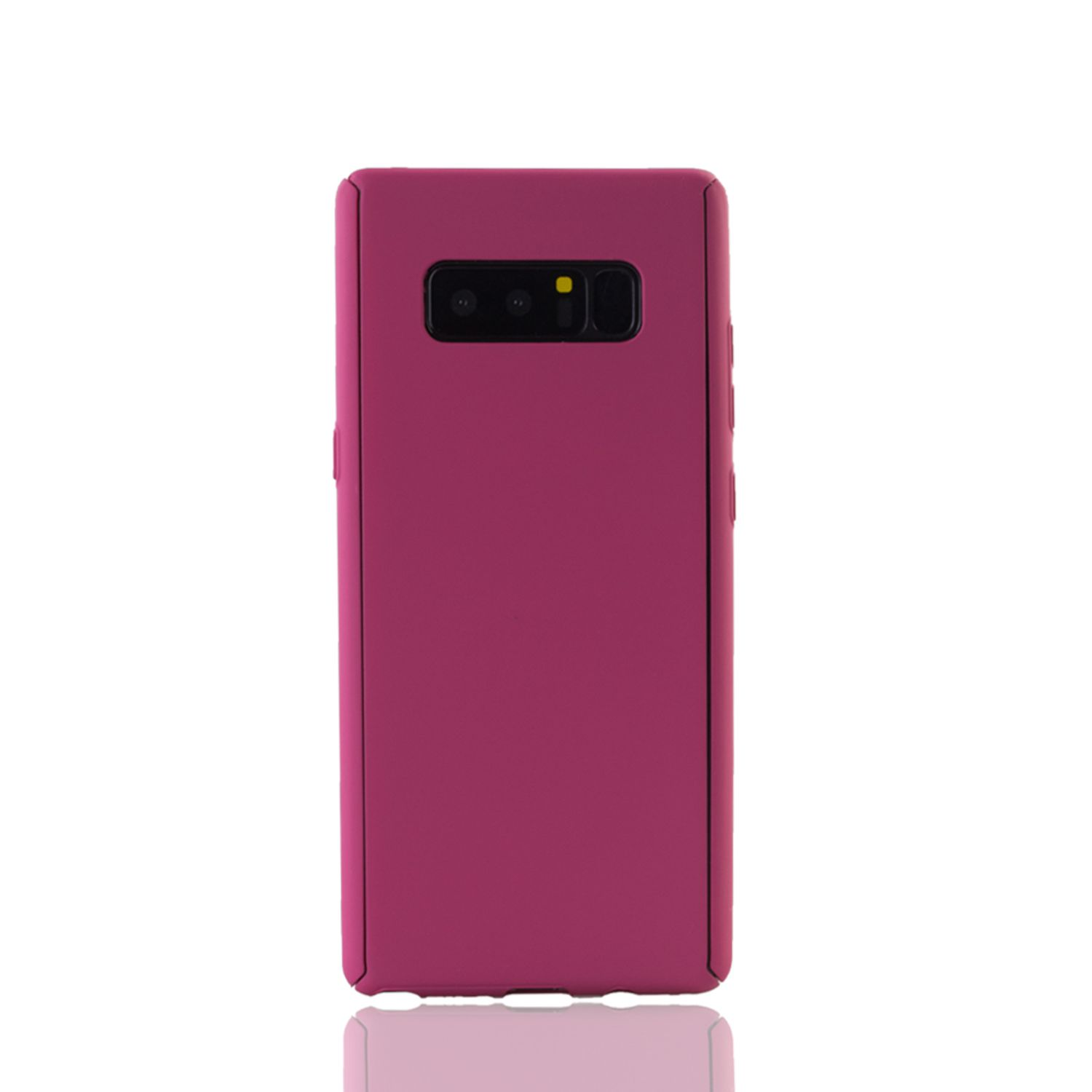 Pinke Handyhülle. Die Rückseite der Handyhülle ist sichtbar. Die Kamera ist sichtbar. Die Hülle ist für das Telefon.