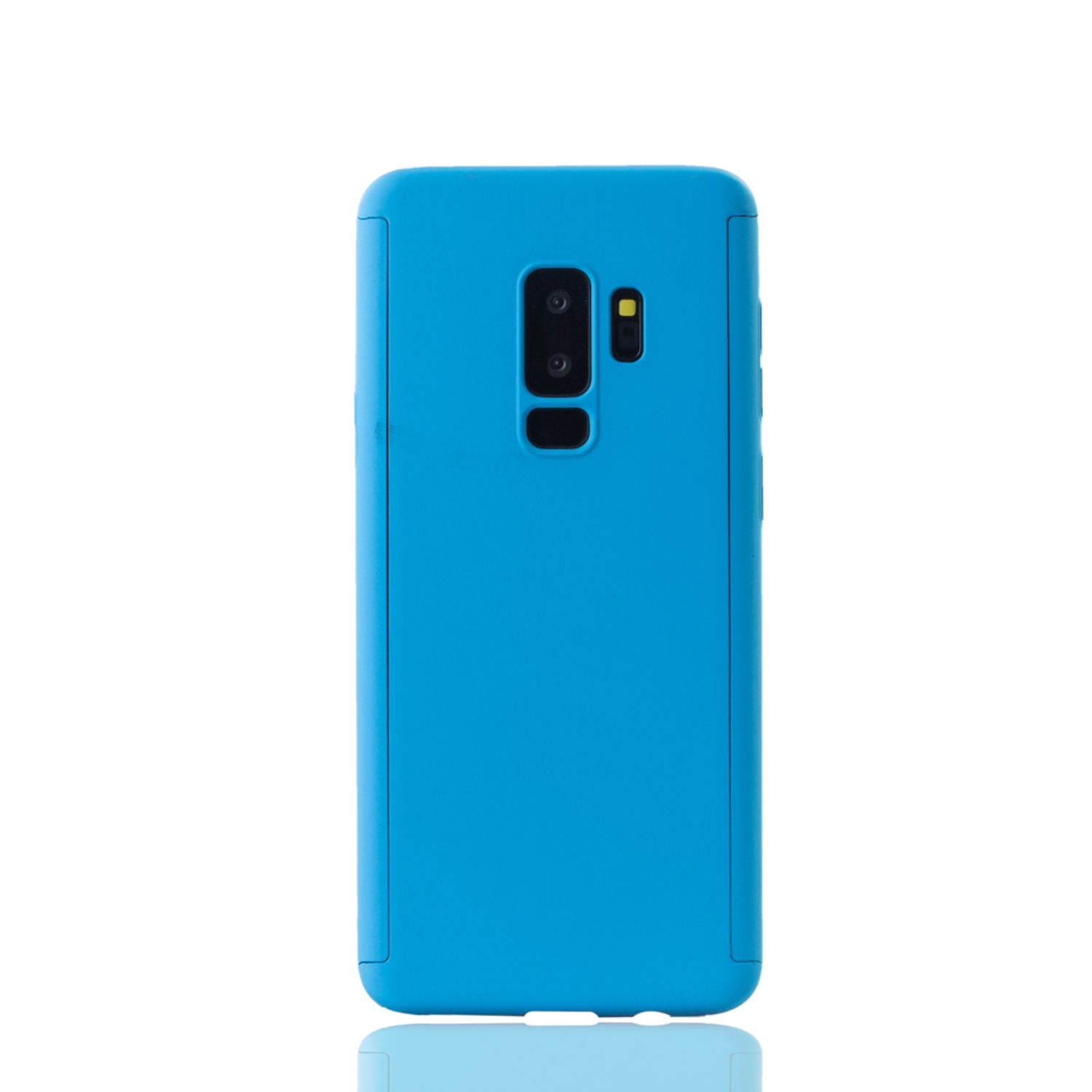 Blaue Handyhülle. Weißer Hintergrund.