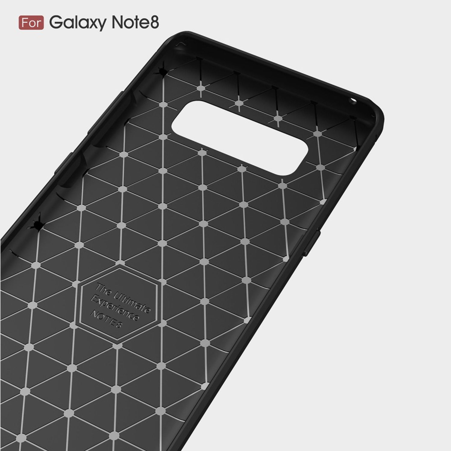 Schwarze Handyhülle für Galaxy Note8. Geometrisches Design. Weißer Hintergrund.