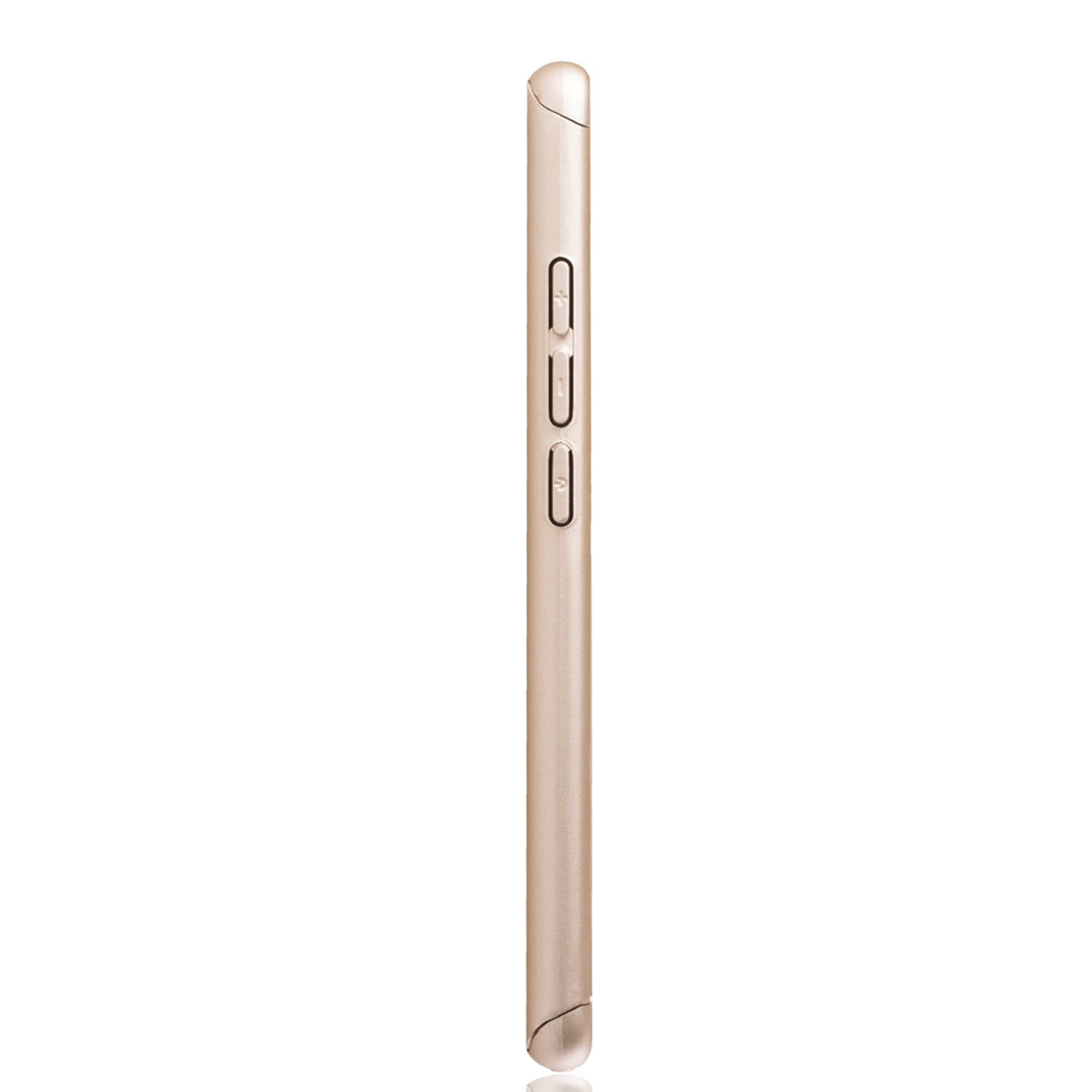 Roségoldenes Telefon, Seite mit Lautstärketasten. Einfache, saubere Aufnahme.