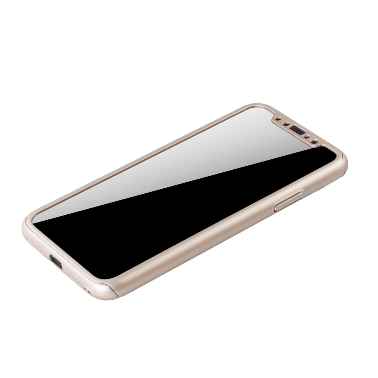 Gold Apple, iPhone X, KÖNIG DESIGN Full Schutzhülle, Cover,