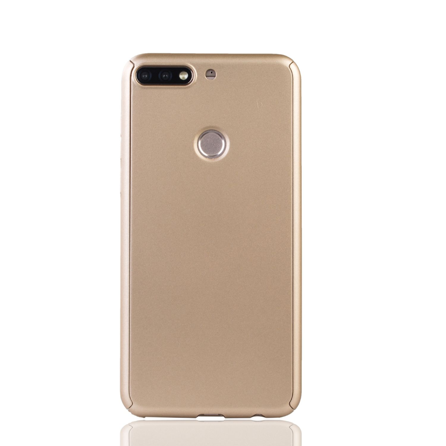 Goldene Handyhülle. Die Rückseite hat eine Kamera und einen Fingerabdrucksensor.