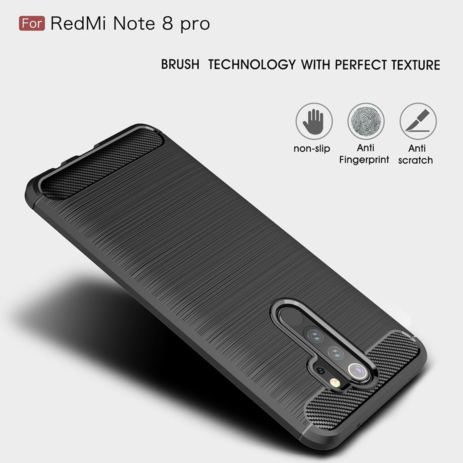 KÖNIG DESIGN Handyhülle Carbon Optik, Backcover, Redmi Pro, Note Xiaomi, 8 Grau