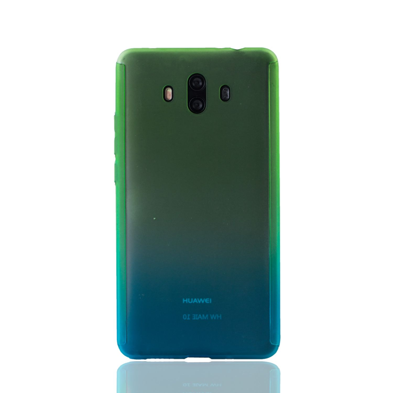 Grün-blauer Farbverlauf-Handycase, weißer Hintergrund, Huawei-Marke.