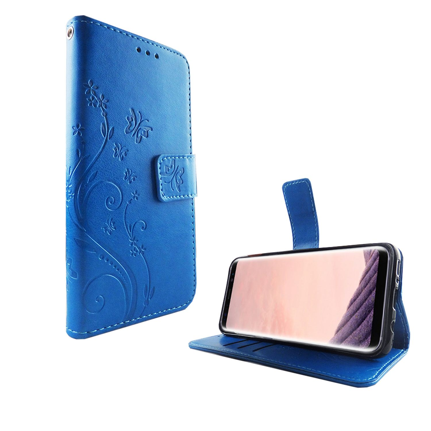 Samsung, Bookcover, Schutzhülle, Galaxy DESIGN Blau KÖNIG S8,