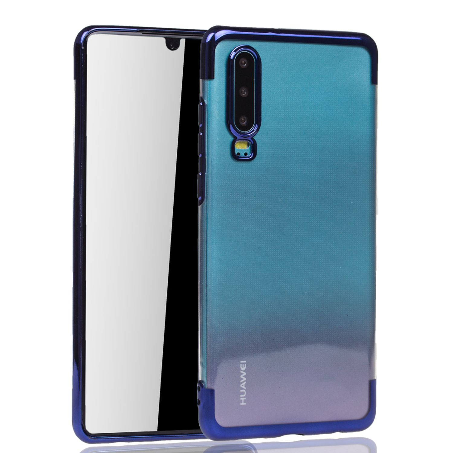Blaugrüne Handyhülle mit Telefon darin.