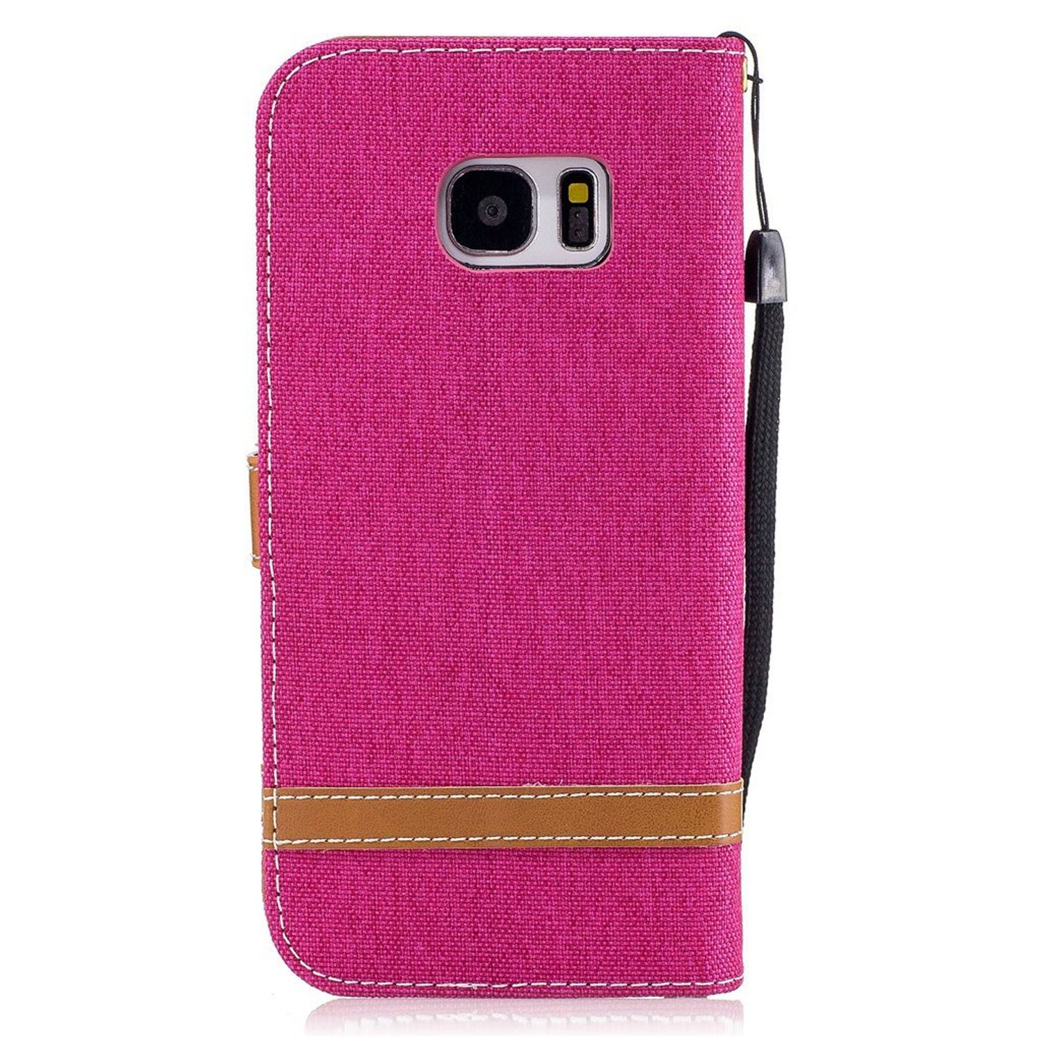 S7 Samsung, KÖNIG DESIGN Bookcover, Schutzhülle, Edge, Rosa Galaxy