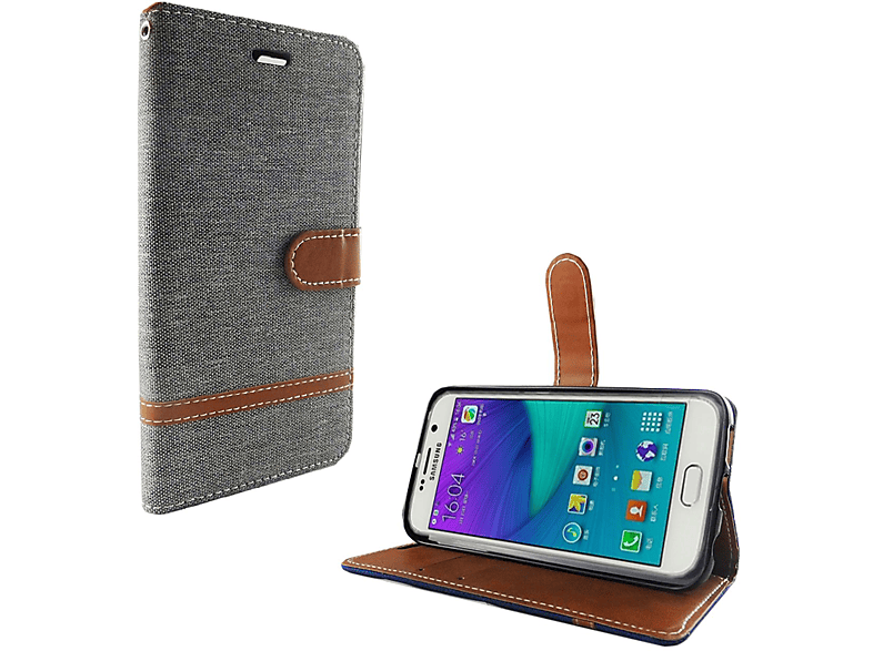 KÖNIG DESIGN Schutzhülle, Bookcover, Samsung, Galaxy S6 Edge, Grau