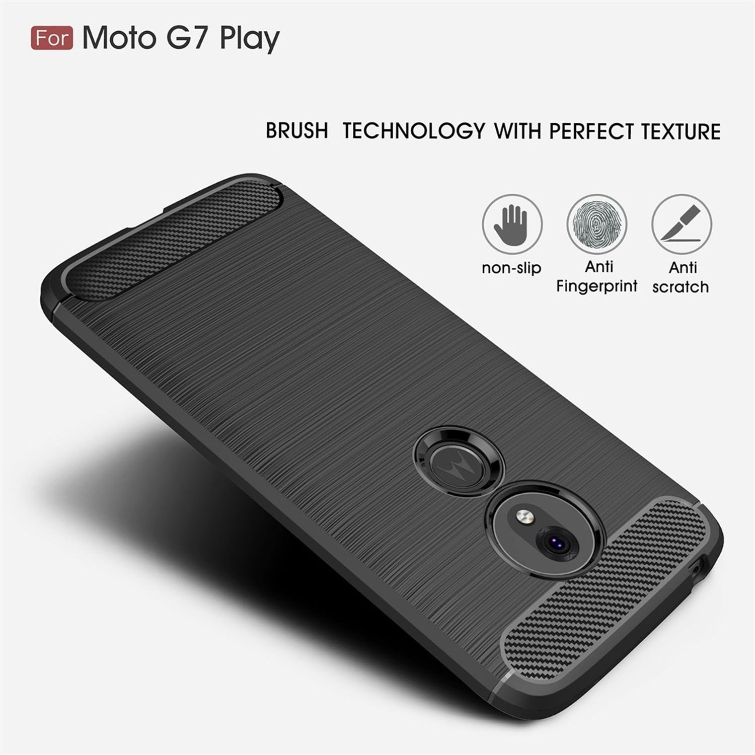 Schwarz Optik, Backcover, Motorola, DESIGN Handyhülle KÖNIG Play, Carbon Moto G7