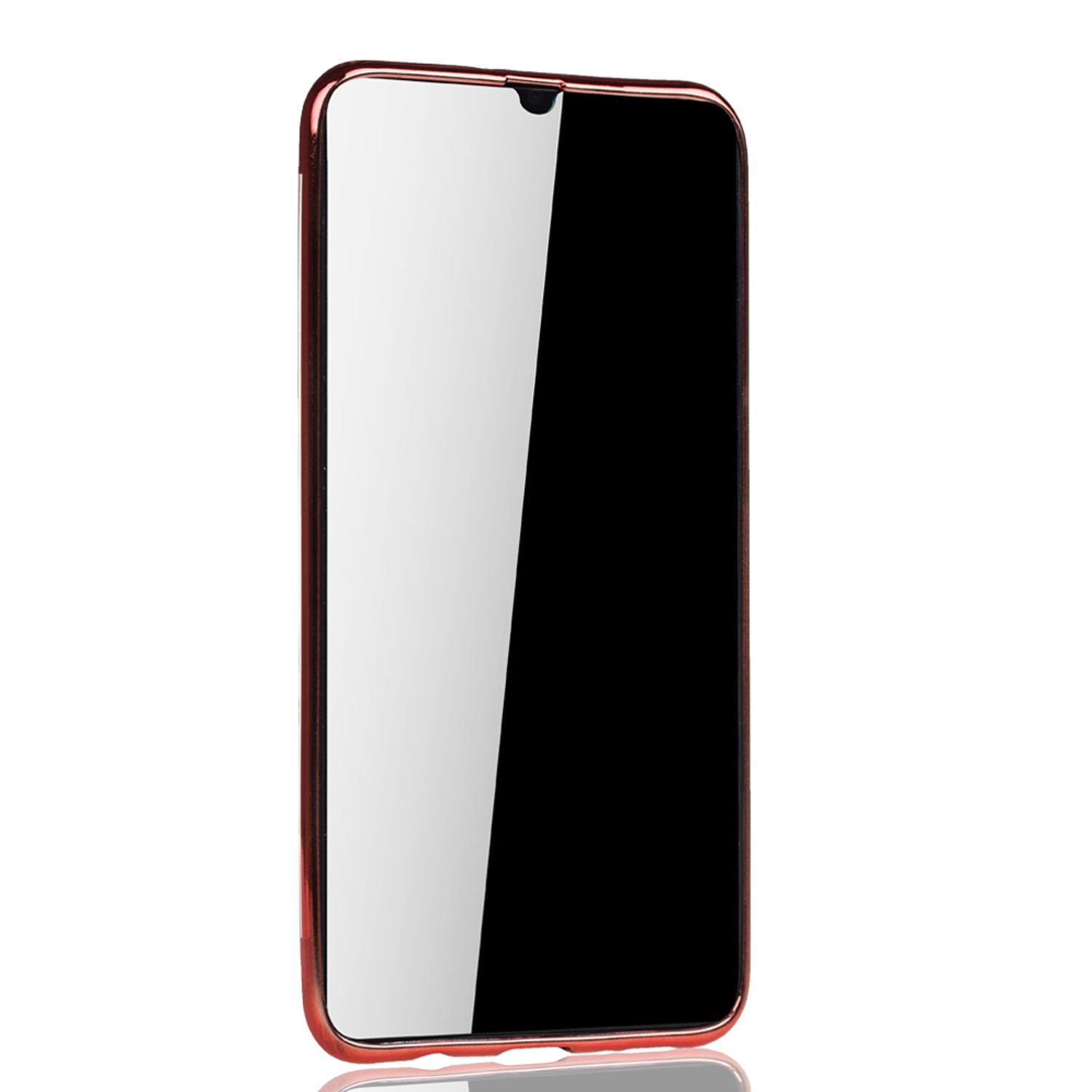 Rote Handyhülle mit Telefon darin. Der Telefonbildschirm ist schwarz.