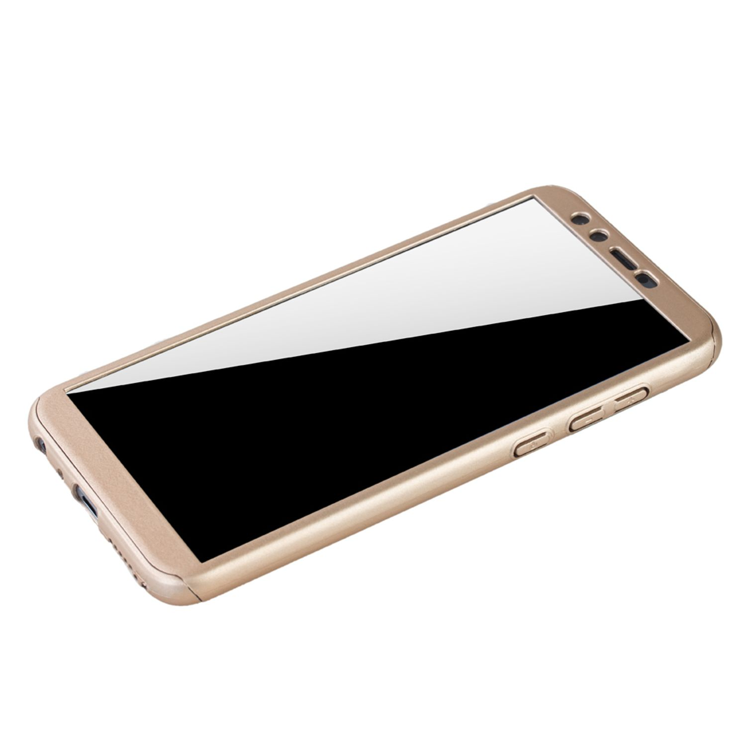 Goldene Handyhülle. Der Bildschirm ist sichtbar. Die Hülle umgibt das Telefon.