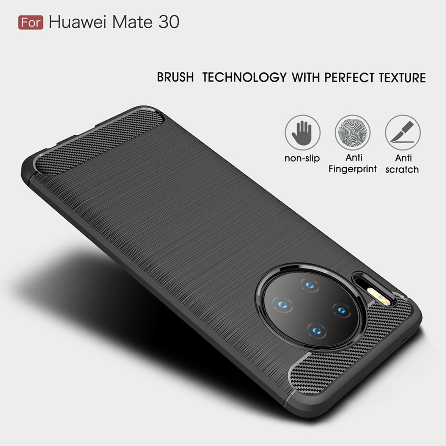 KÖNIG DESIGN Handyhülle Carbon Grau Backcover, 30, Mate Huawei, Optik