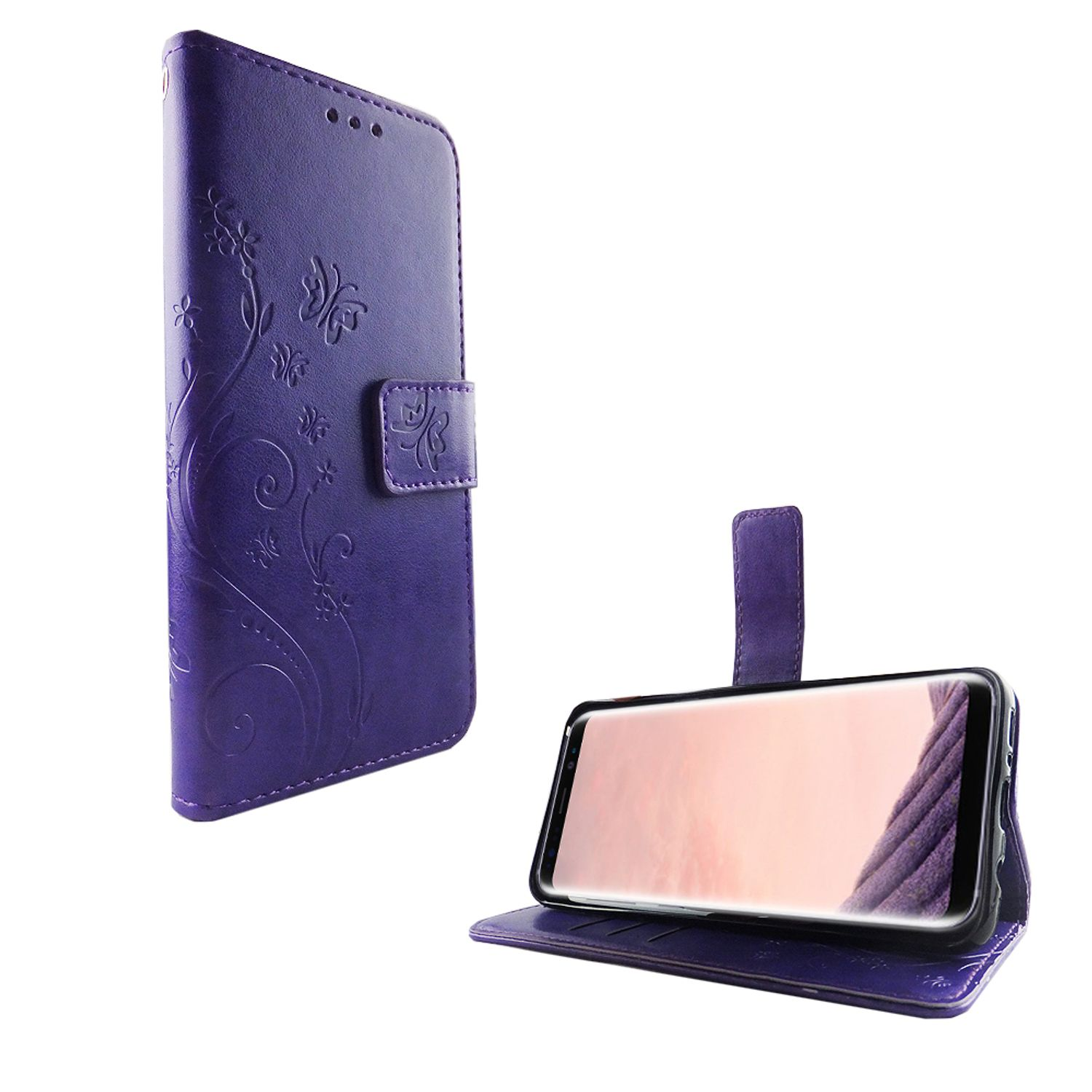 Samsung, Violett S8, KÖNIG DESIGN Galaxy Schutzhülle, Bookcover,