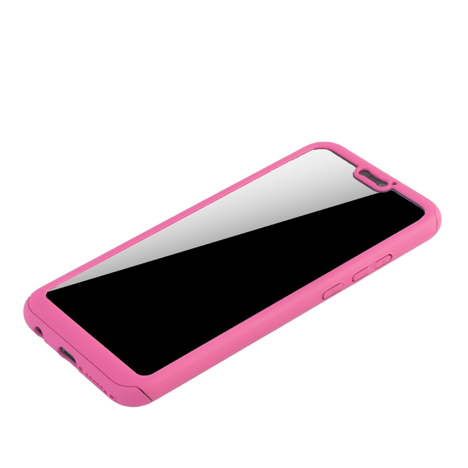 Eine pinke Handyhülle mit einem Telefon darin. Der Bildschirm ist schwarz und die Hülle hat Knöpfe.