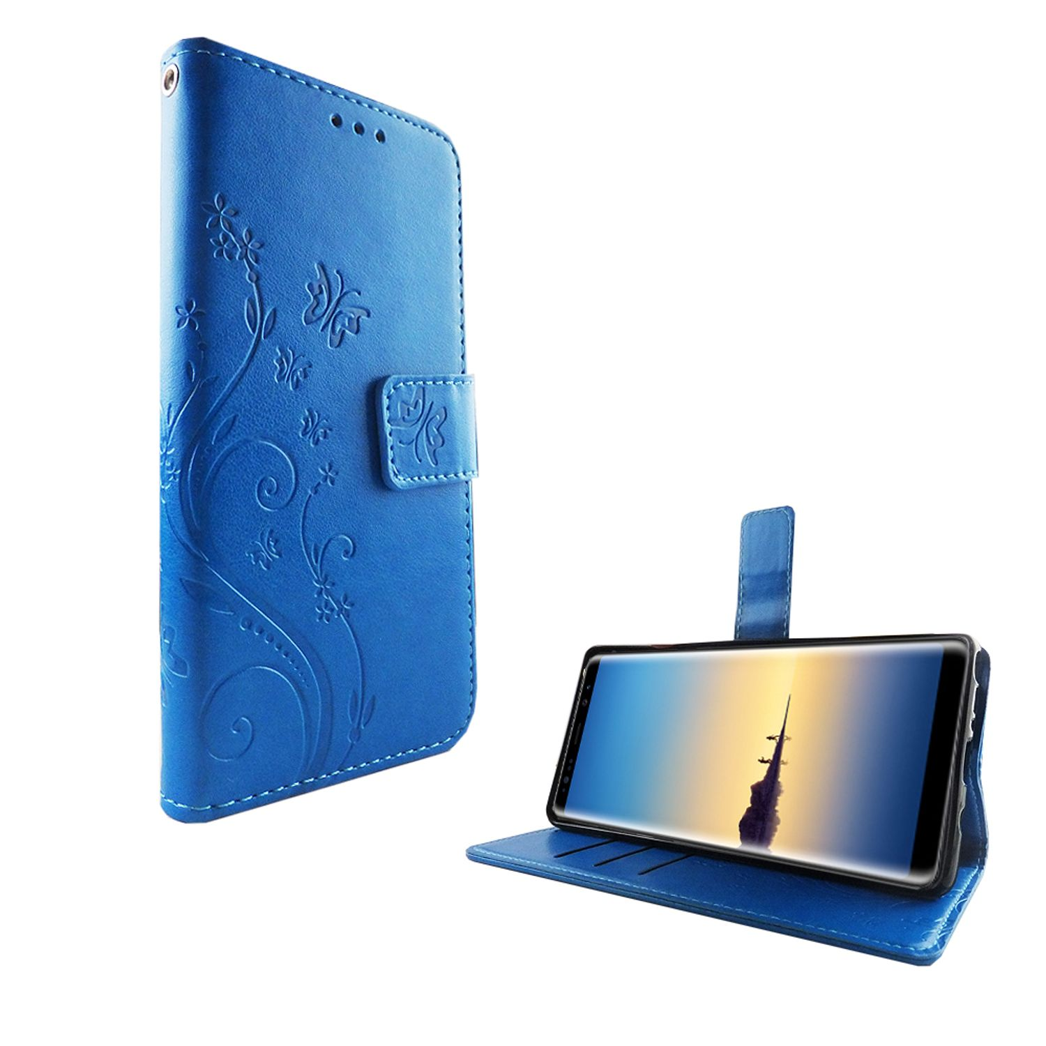 KÖNIG DESIGN Schutzhülle, Bookcover, Samsung, 8, Galaxy Blau Note