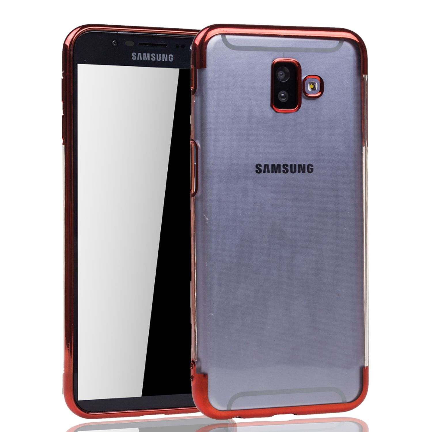 KÖNIG DESIGN Schutzhülle, Backcover, J6 Plus, Rot Galaxy Samsung