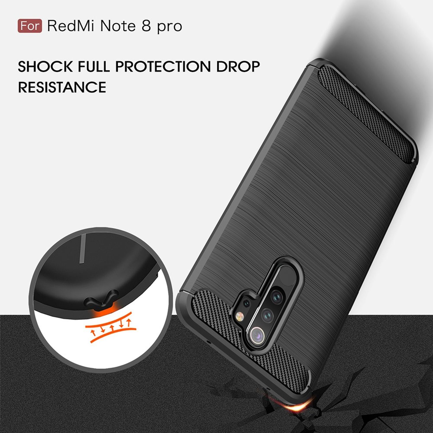 Backcover, Xiaomi, 8 Carbon Grau Note Handyhülle Optik, DESIGN KÖNIG Pro, Redmi