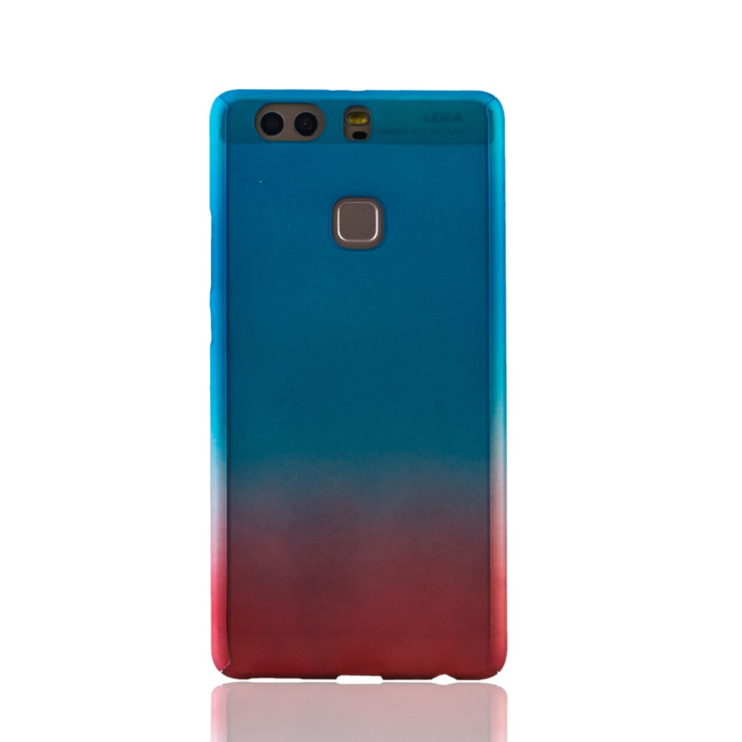 Blau-rotes Farbverlauf-Handycase. Leica und Kameradetails sichtbar. Weißer Hintergrund.