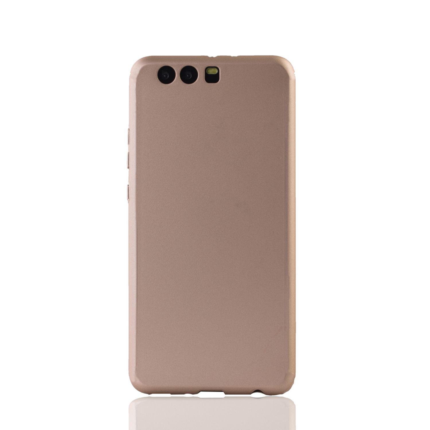 Goldenes Telefon mit Dreifachkameras, weißer Hintergrund.