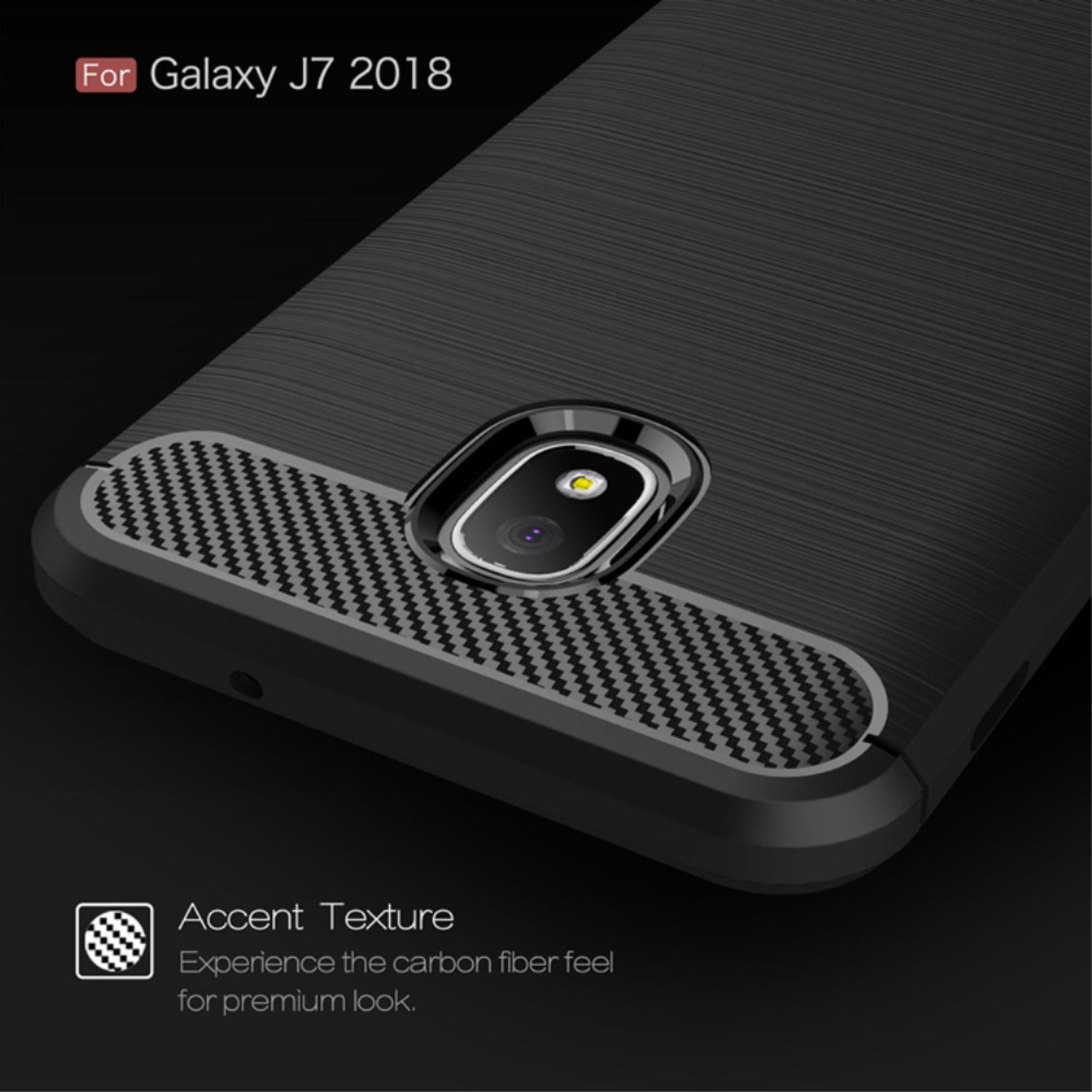 (2018), DESIGN Schwarz Backcover, Samsung, Carbon J7 Handyhülle Galaxy KÖNIG Optik,