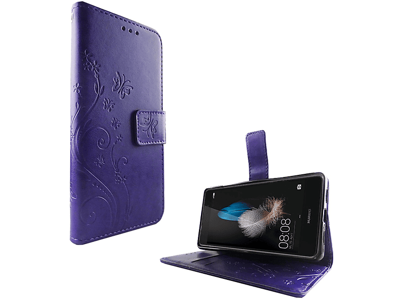 Schutzhülle, Lite, KÖNIG Huawei, DESIGN Bookcover, P8 Violett