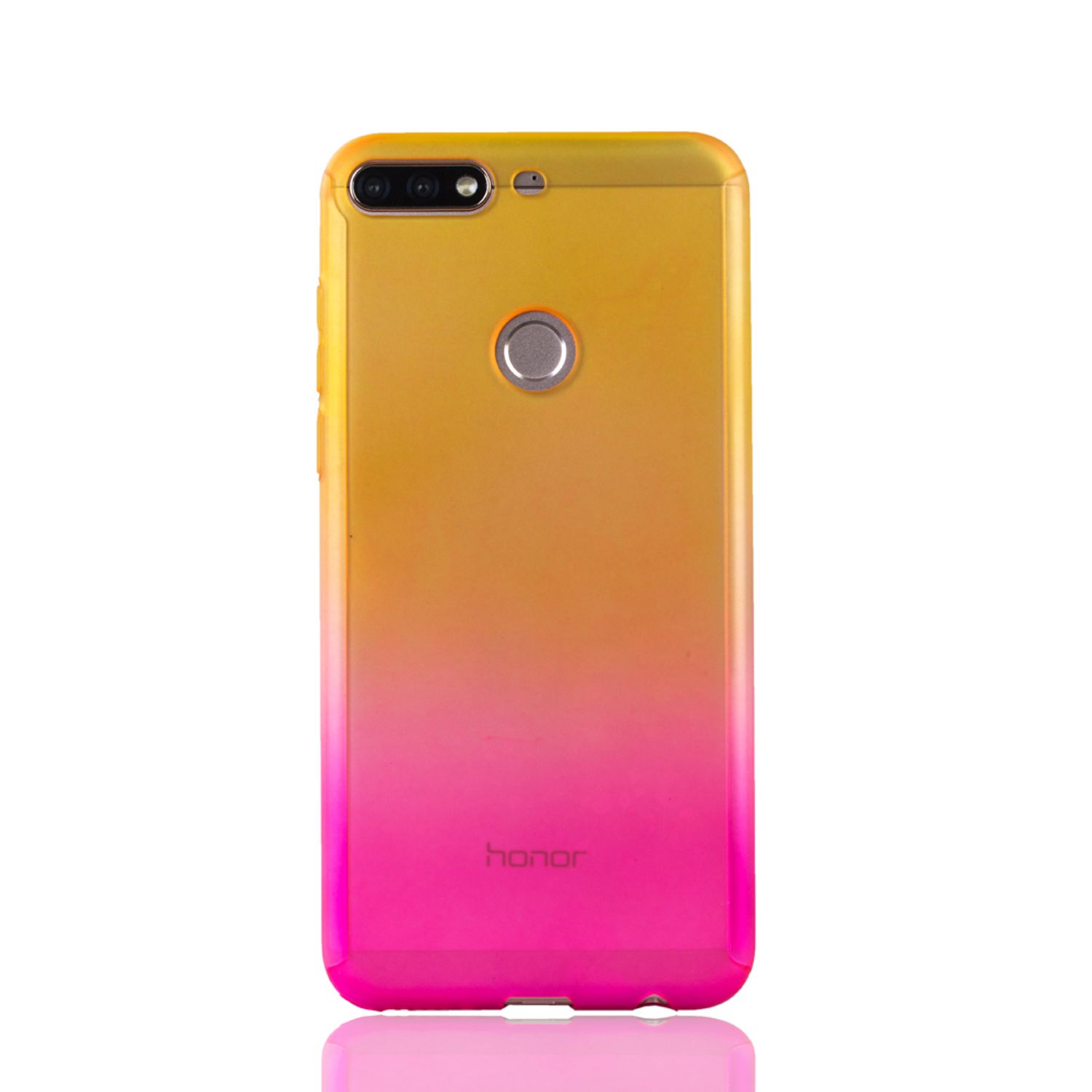 Gelb-rosa Farbverlauf-Handyhülle. Das Telefon hat das Honor-Logo.