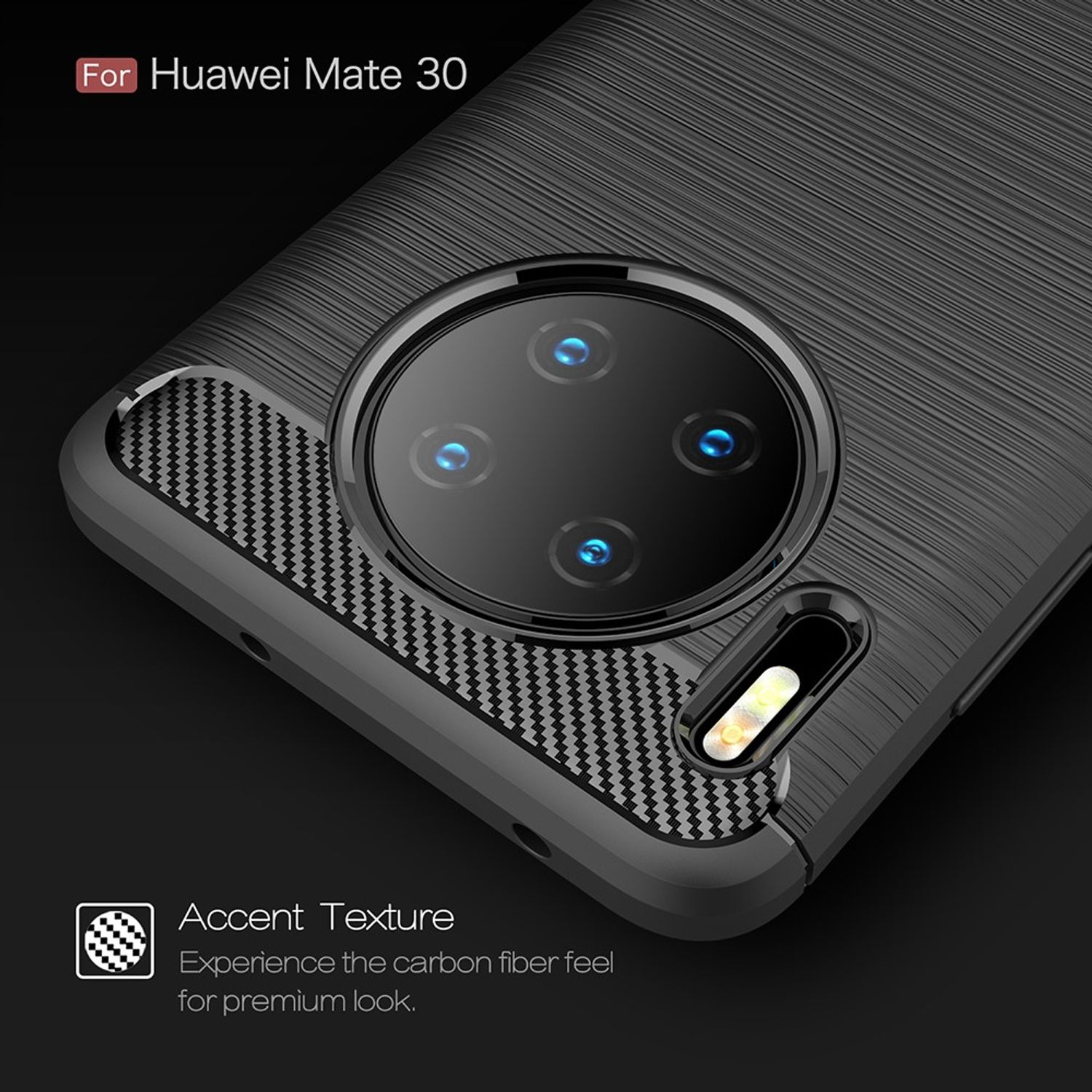 KÖNIG DESIGN Handyhülle Carbon Grau Mate Backcover, 30, Optik, Huawei