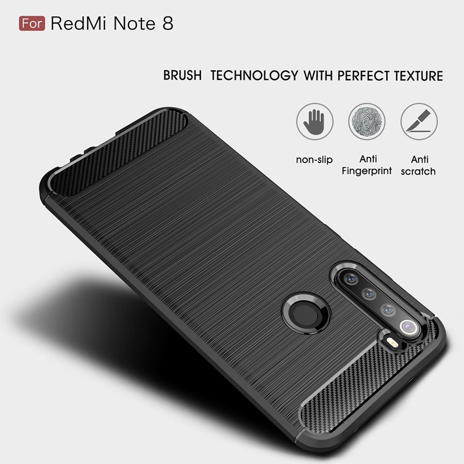 Redmi Note Carbon Xiaomi, 8, KÖNIG Optik, Grau Handyhülle DESIGN Backcover,