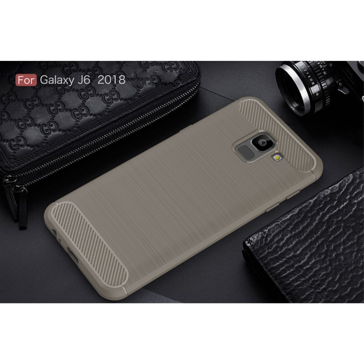 Optik, Backcover, KÖNIG Carbon Galaxy Handyhülle Grau Samsung, DESIGN J6,