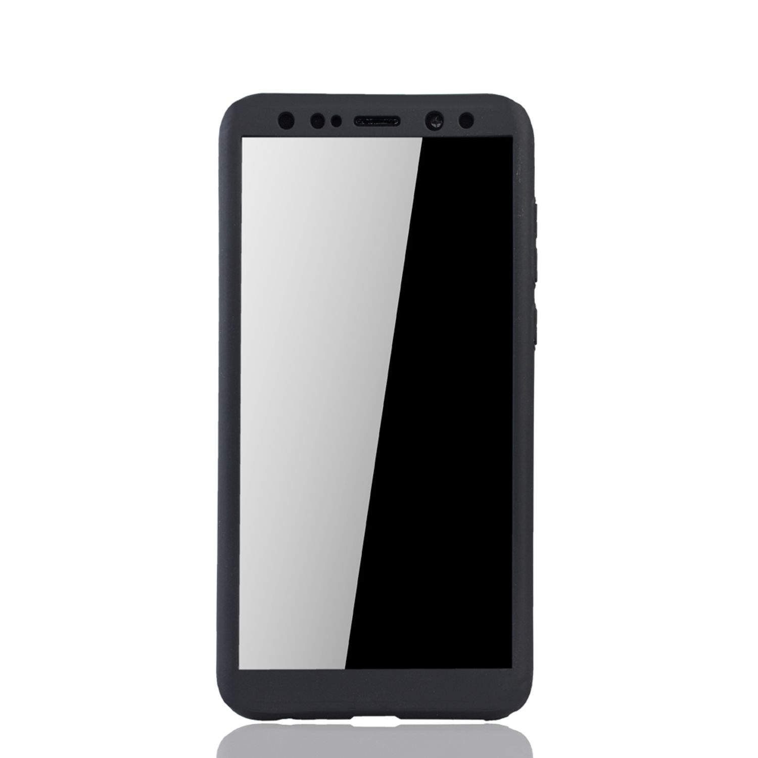 Ein schwarzes Telefon mit schwarzem Gehäuse. Der Bildschirm ist sichtbar.