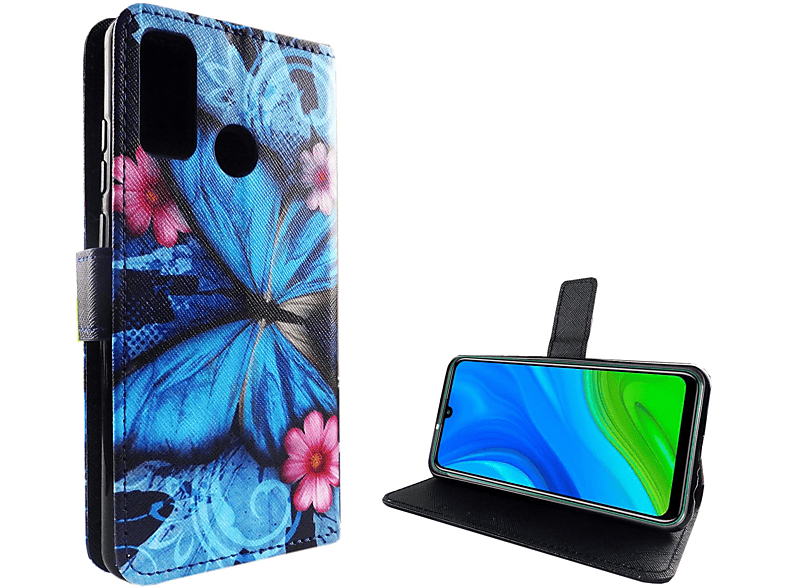 Huawei, P smart KÖNIG DESIGN Bookcover, Blau 2020, Schutzhülle,