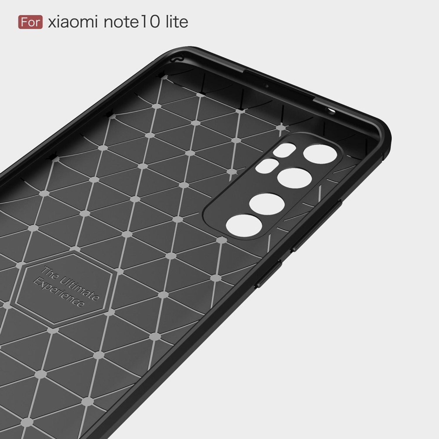 Schwarze Handyhülle mit geometrischem Design, weißer Hintergrund.