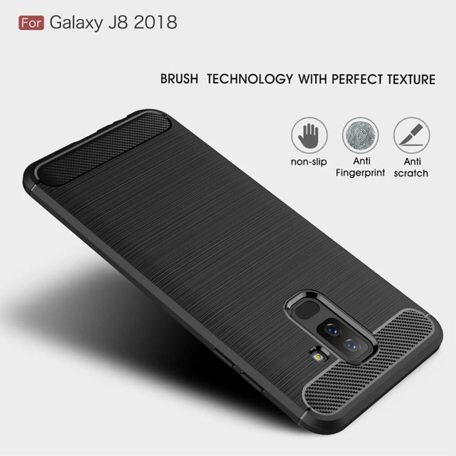 Backcover, Handyhülle Optik, DESIGN KÖNIG Carbon (2018), Samsung, J8 Galaxy Grau