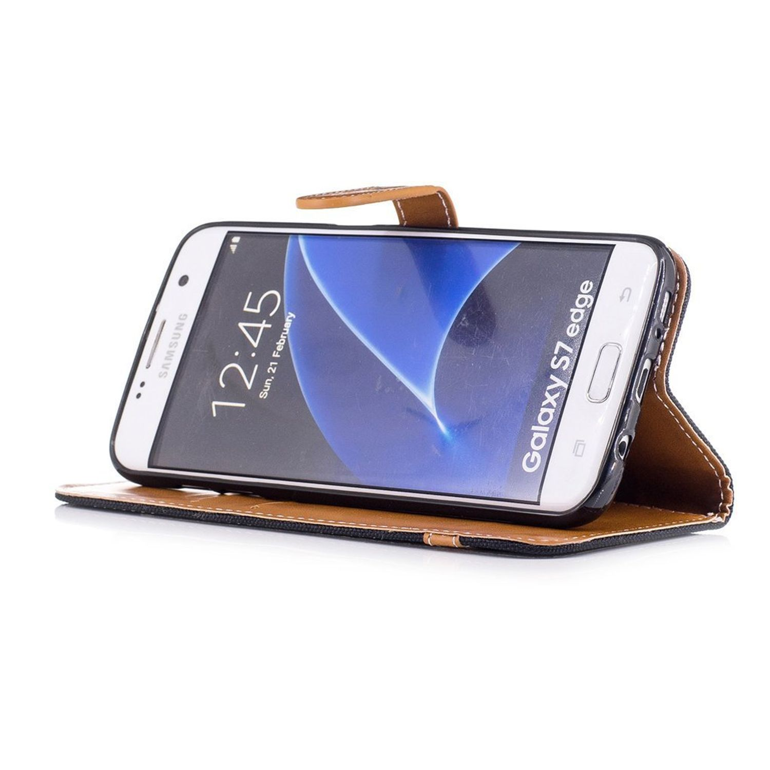 Edge, Galaxy S7 Samsung, Schutzhülle, Bookcover, DESIGN KÖNIG Schwarz
