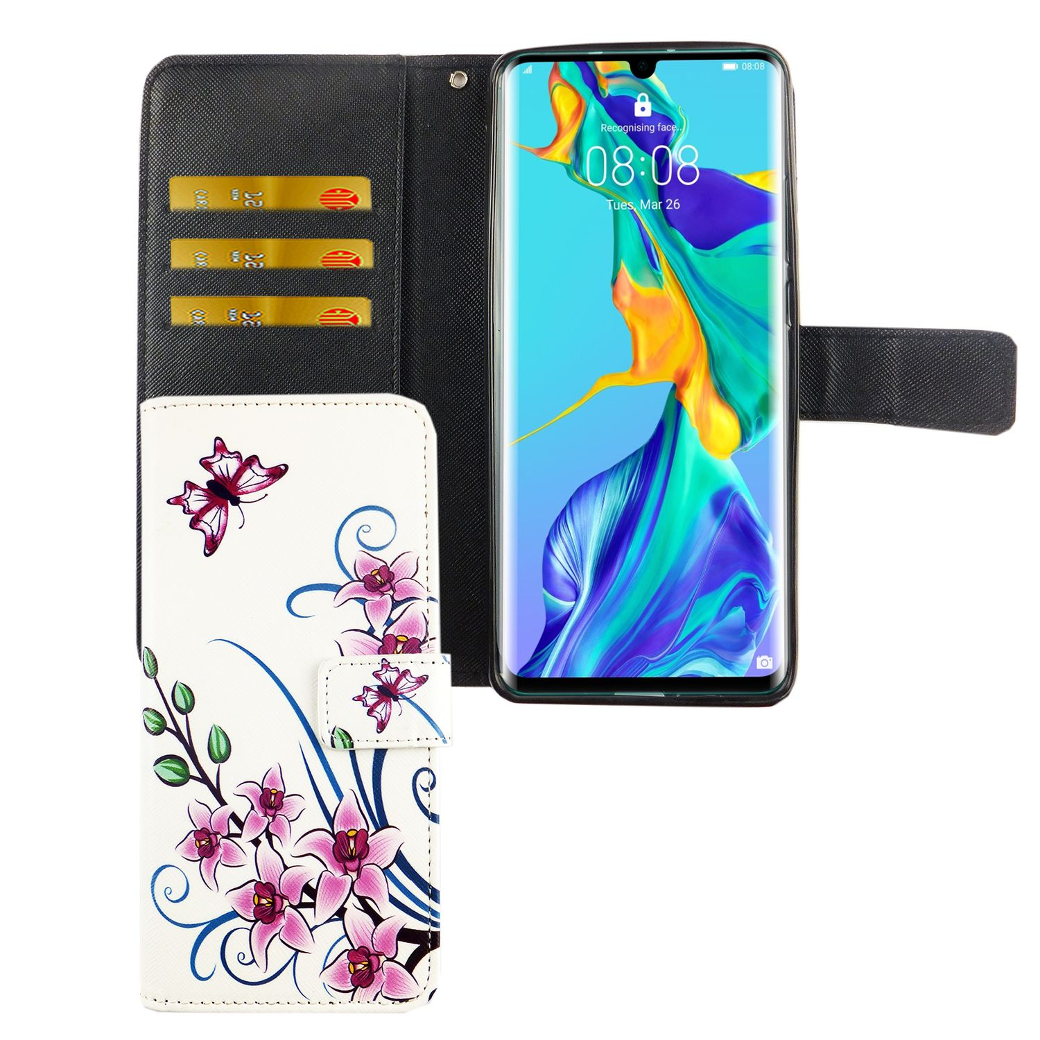 DESIGN Pro, Weiß Huawei, P30 Schutzhülle, KÖNIG Bookcover,