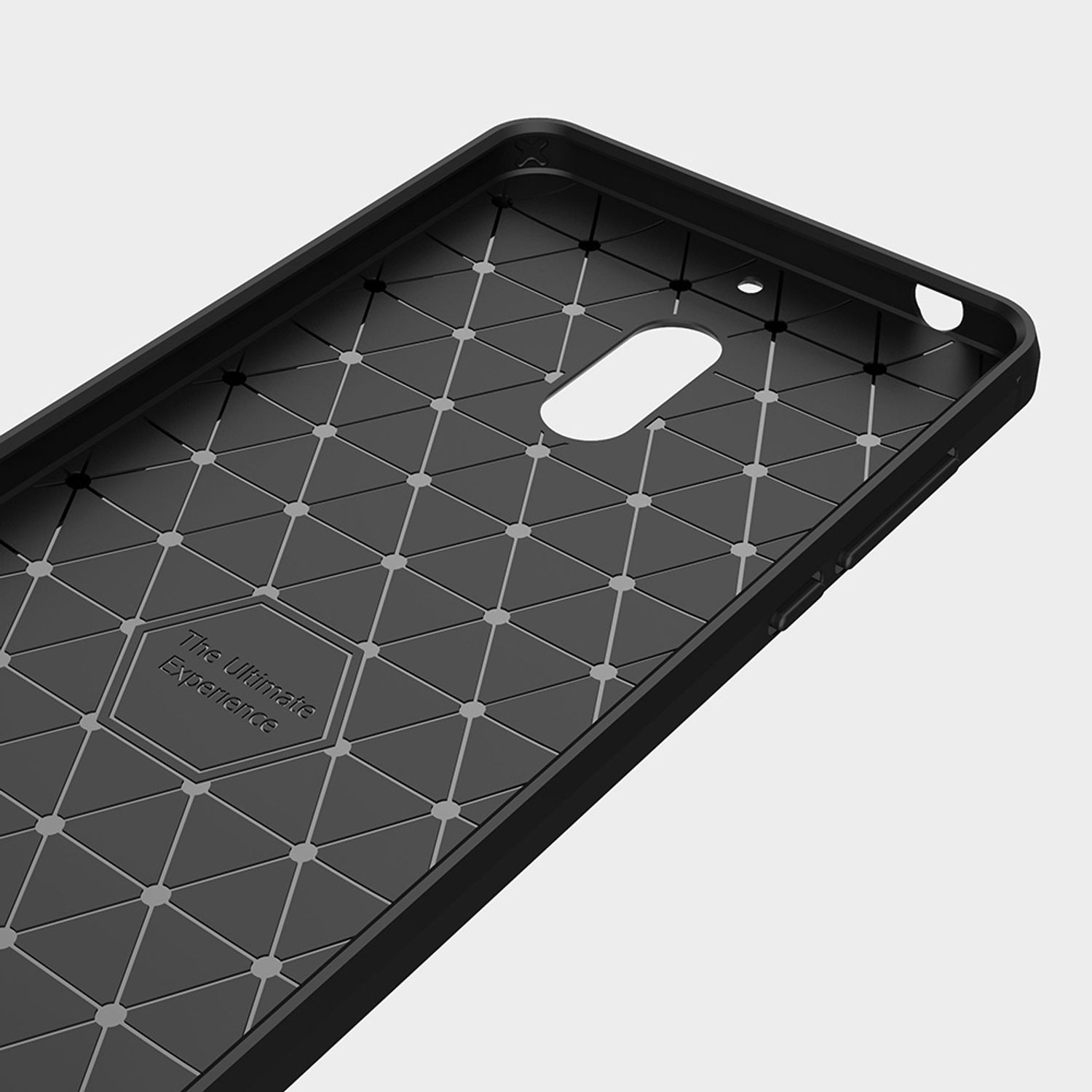 Schwarzes Handyhüllen-Innenteil mit einem geometrischen Muster aus Diamanten.