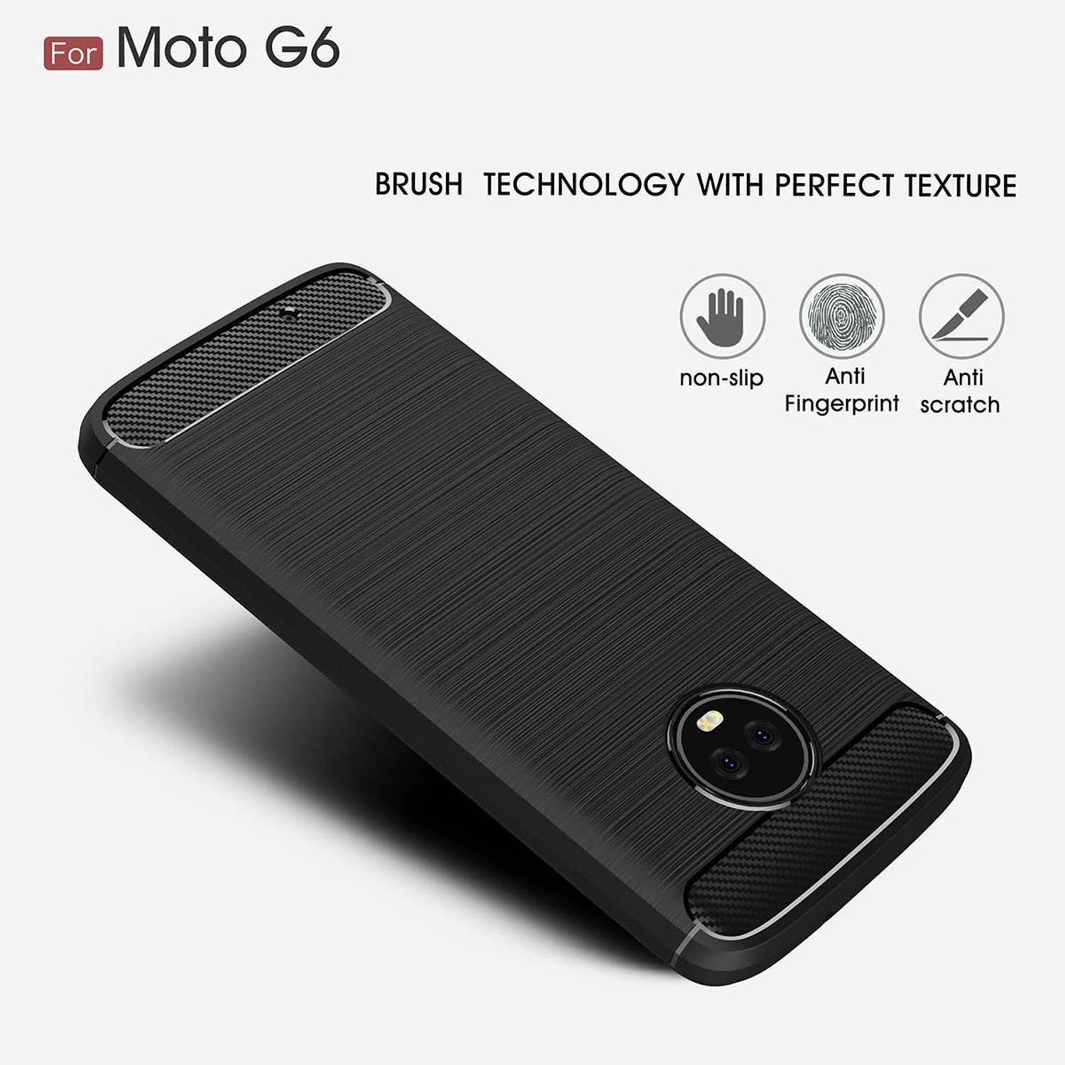 DESIGN Backcover, KÖNIG Motorola, Schutzhülle, Schwarz G6, Moto