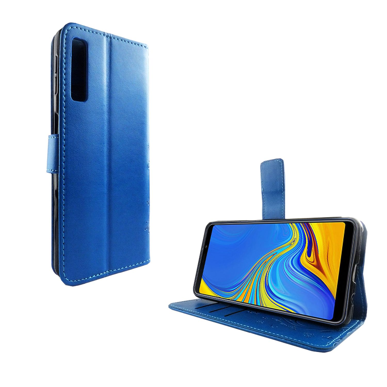 Samsung, Handyhülle, Galaxy Bookcover, (2018), A7 Blau KÖNIG DESIGN