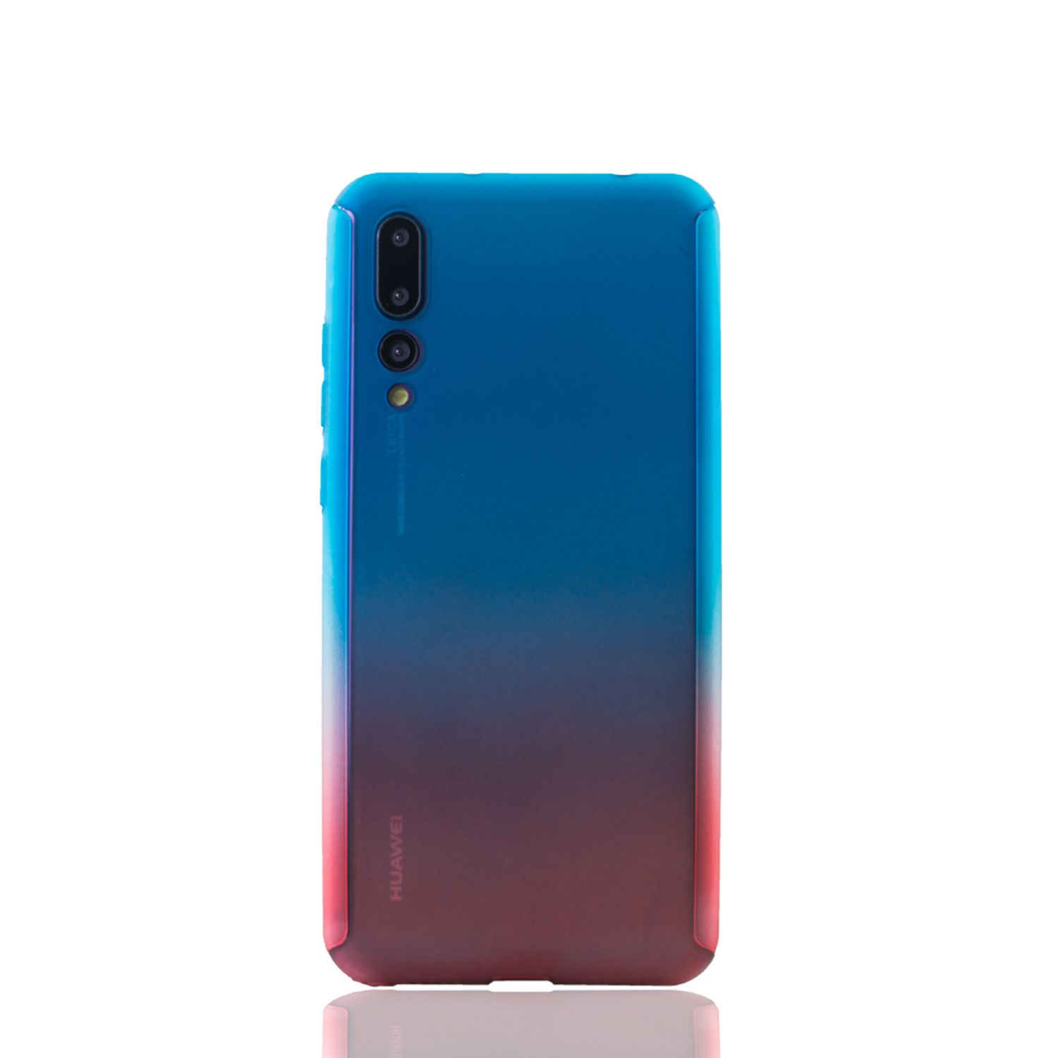 Blau-rotes Farbverlauf-Telefon mit Kamera auf der Rückseite.