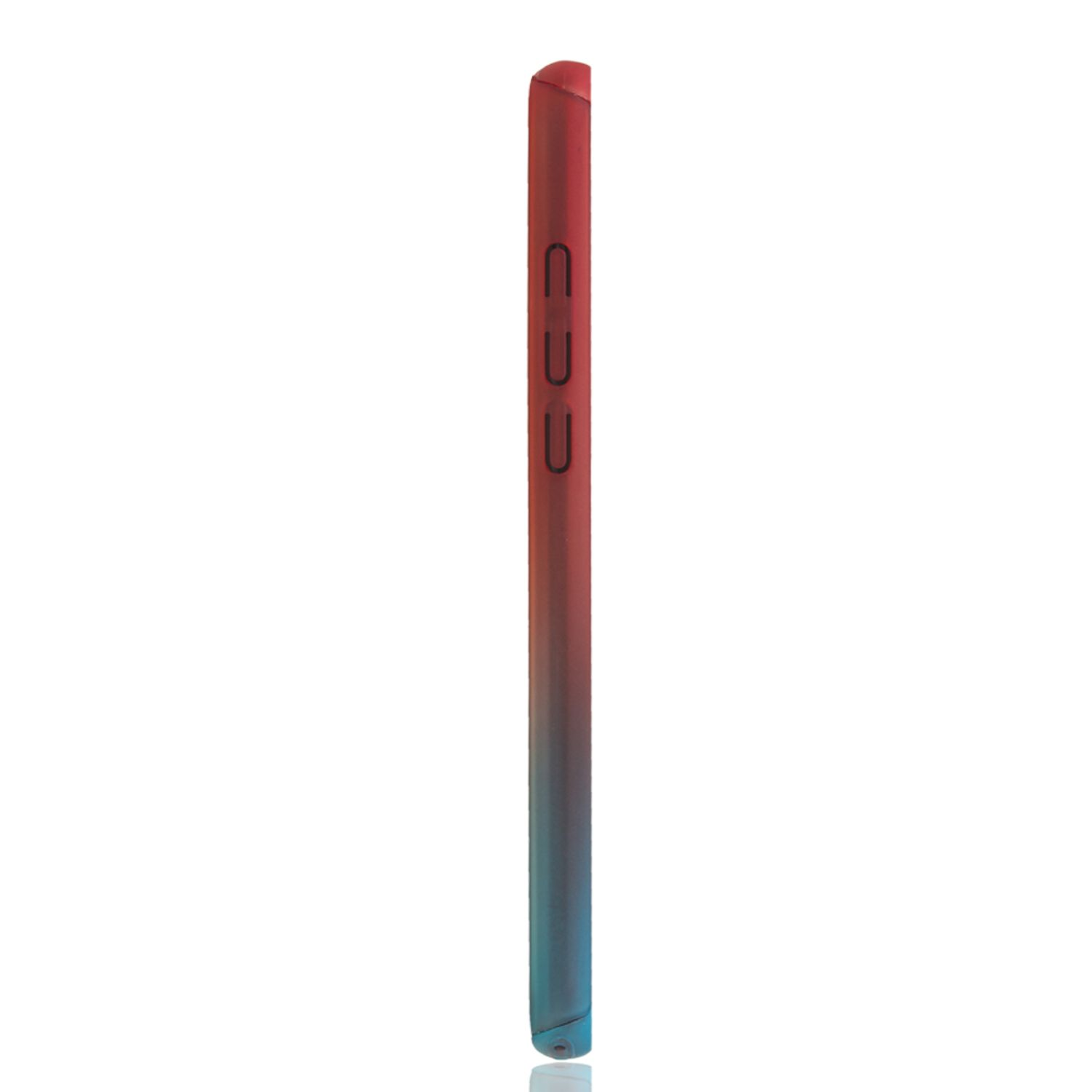 Seitenansicht einer Handyhülle mit Farbverlauf von Rot zu Blau.