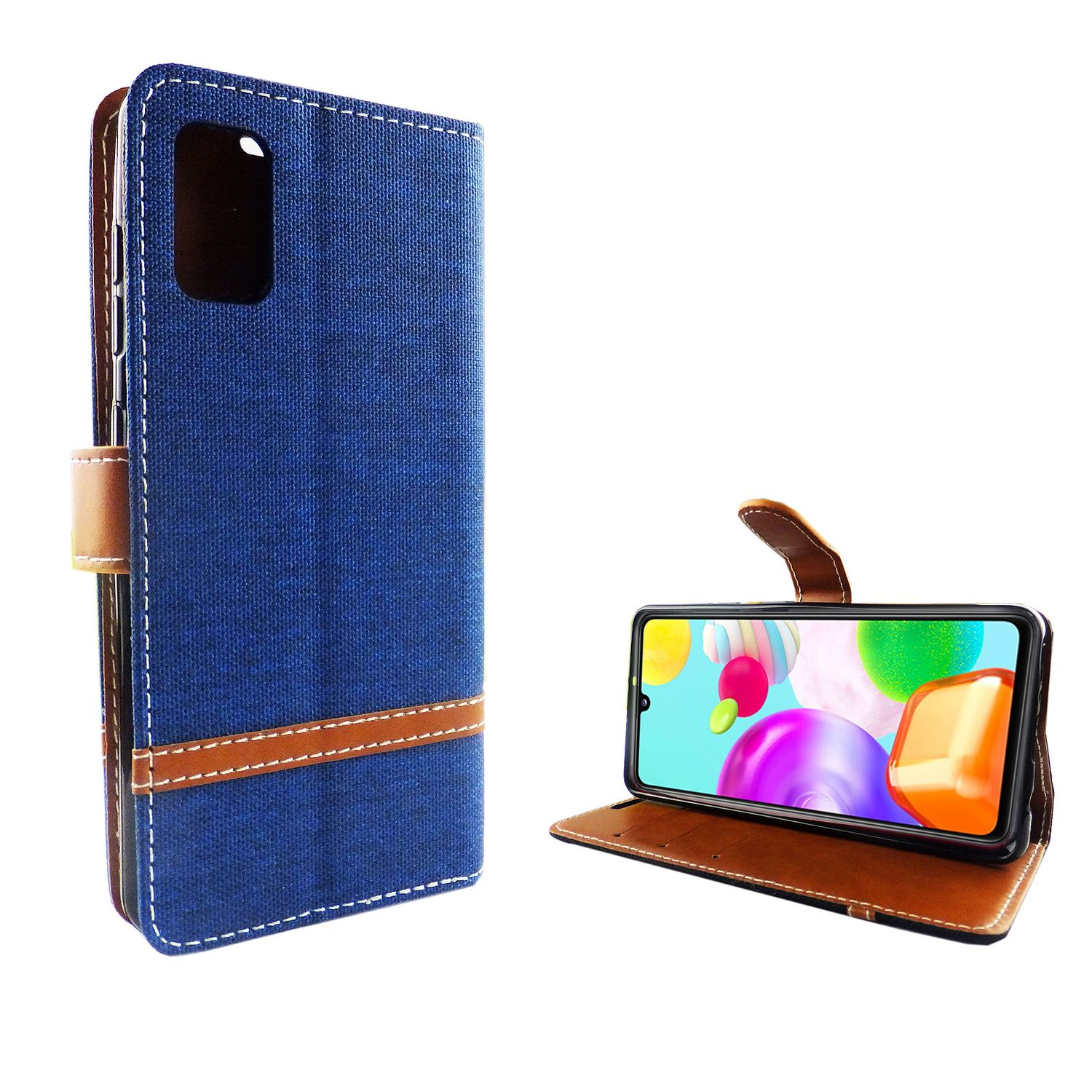 KÖNIG DESIGN Bookcover, Schutzhülle, Blau Galaxy A41, Samsung