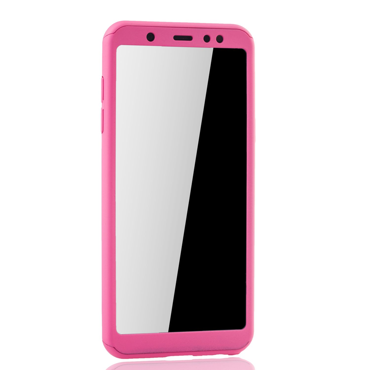 Rosa Handyhülle mit Telefon darin. Der Bildschirm ist schwarz.